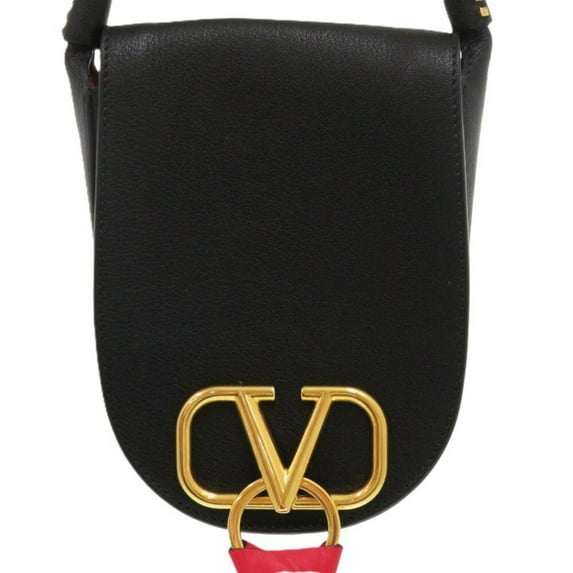 Pre-Owned Valentino Garavani V-Sling Small Saddle Leather Black Shoulder Bag... (Good)
