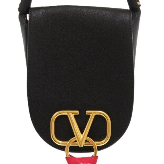 Pre-Owned Valentino Garavani V-Sling Small Saddle Leather Black Shoulder Bag... (Good)
