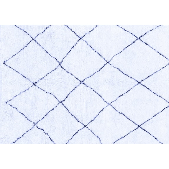 Ahgly Company Machine Washable Indoor Rectangle Solid Blue Modern Area Rugs, 2' x 4'