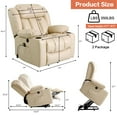 thumbnail image 3 of TEKAMON Large Power Lift Recliner Chair for Elderly with Heat and Massage Leather Electric Recliners Chair For Living Room with Cup Holders, Remote Control (Beige), 3 of 9