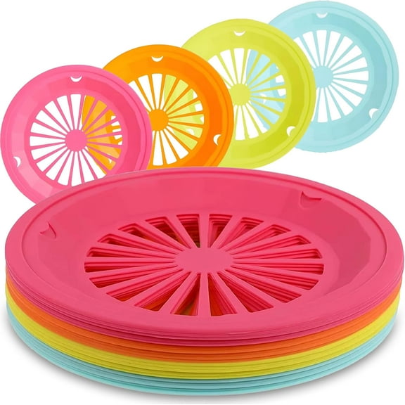 Keep-IT! 12 Pack 10.5" Plastic Paper Plate Holders, Dishwasher Safe, Bright Colors for Parties