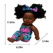 12 Dark Doll, Simulation Doll with Colorful Clothes and Hairband, Washable Realistic Dolls with Curly Hair & Movable Joint, Gift for 3+ Years Old