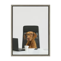 Kate and Laurel Sylvie I’m Diane, VP of Engineering Framed Canvas Wall Art by The Creative Bunch Studio, 18x24 Gray, Humorous Office Dog Art