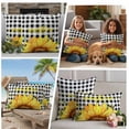 thumbnail image 4 of Sunflowers Outdoor Pillow Covers 16x16 Set of 2,Waterproof Patio Throw Pillowcase Protectors,Black White Check Sunshine Buffalo Bee Decorative Pillow Shams Cushion Covers for Seat Bed Couch Sofa, 4 of 8