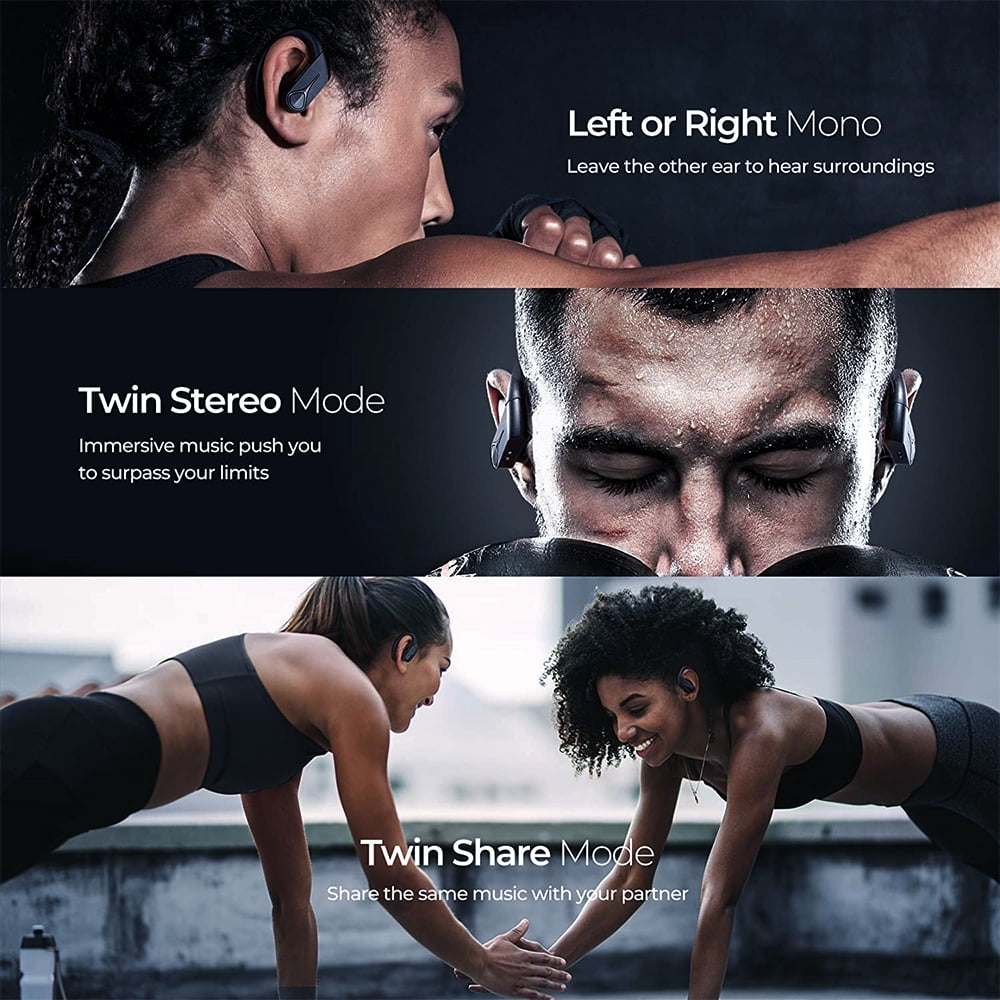 Mpow Flame Solo Bluetooth 5.4 Wireless Sports Earbuds - ENC Noise Cancellation, Punchy Bass HD Sound, 28H Playtime Fast Charging USB-C, IPX7 Waterproof Ergonomic Ear Hooks for Running Workout