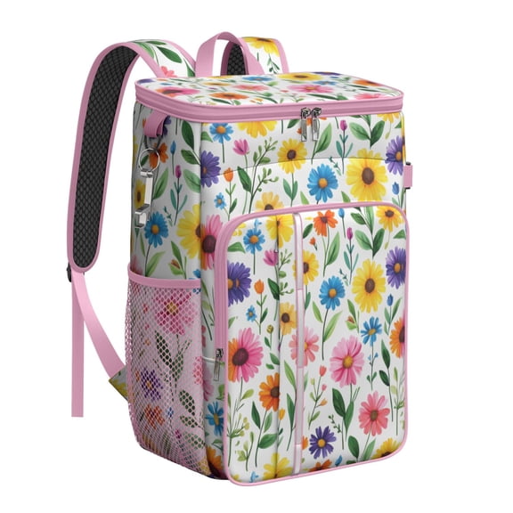 Travel Cooler Bag - Floral Pattern Camping Beer Cooler Backpack with Bottle Opener- Waterproof Insulated Picnic Backpacks - Cooler Bag for Beach