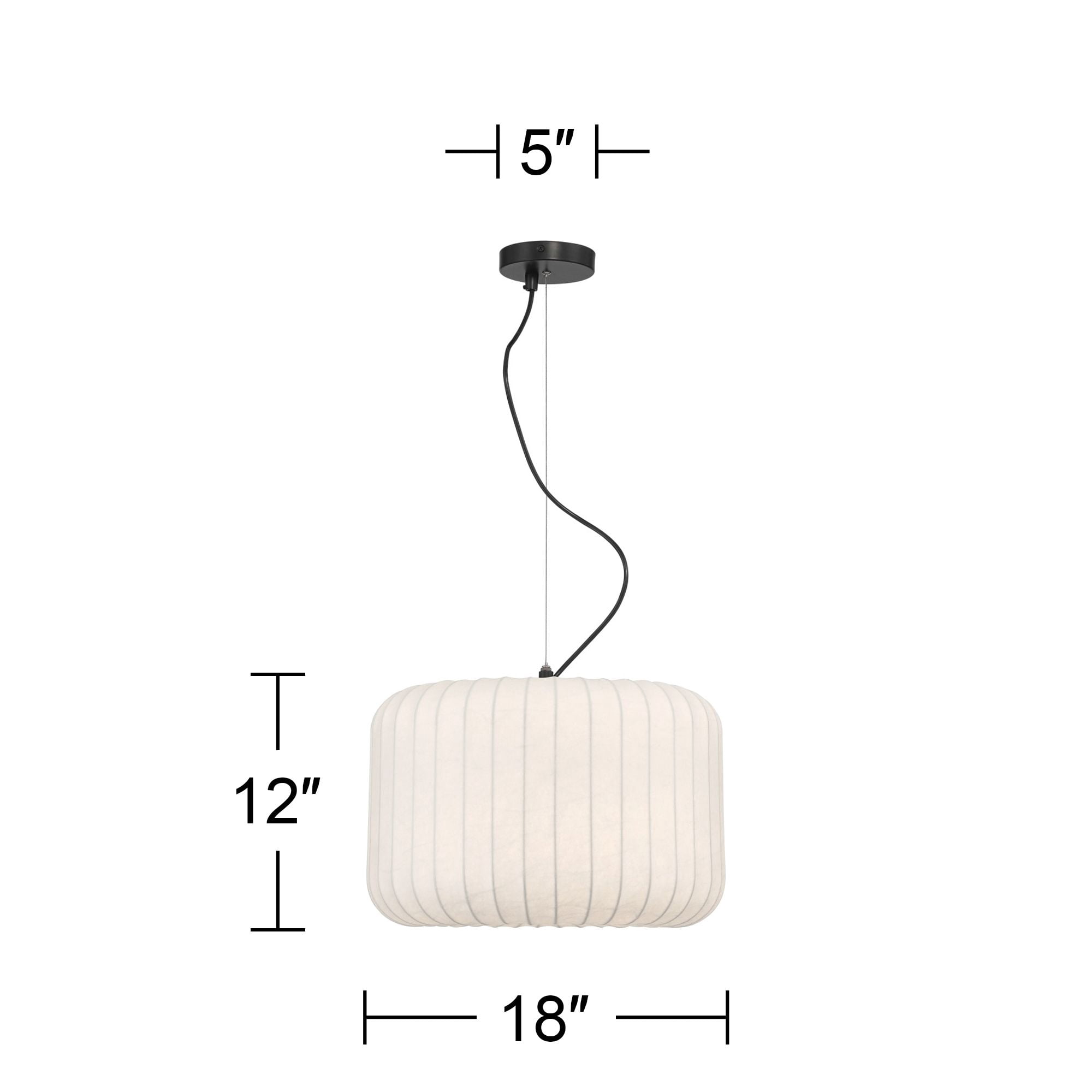 Possini Euro Design Jaime 18" Modern Pendant Chandelier Ceiling Light Fixture Dining Room Over Table Drum Matte Black and White