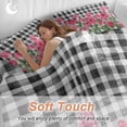 thumbnail image 3 of Pink Tulip Flower Full Size Comforter Set, Spring Floral Black White Plaid Green Leaf Bedding for All Seasons, 4 Pcs Bed Set, 1Quiltcover (86"x86") ,1Sheet(80"x116"), 2Pillowcases (30"x20"), 3 of 9