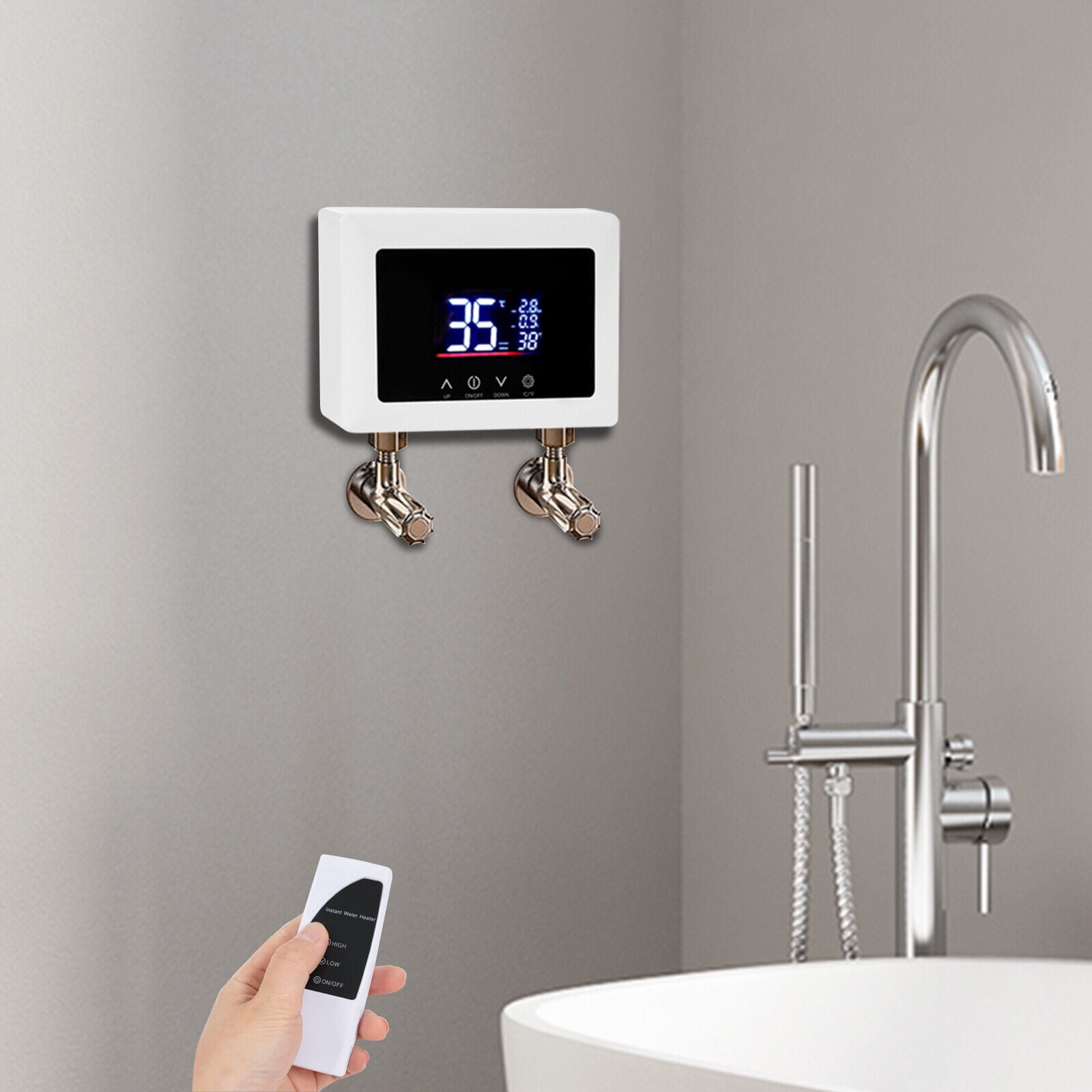 3000W Electric Instant Water Heater with LED Display Wall Mount 7.87*2.17*5.71 in