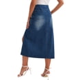 thumbnail image 3 of Falda de mezclilla para mujer INSPIRE CHIC, falda lápiz elástica de línea A con abertura lateral, cintura alta, falda de jeans S azul oscuro, 3 of 6
