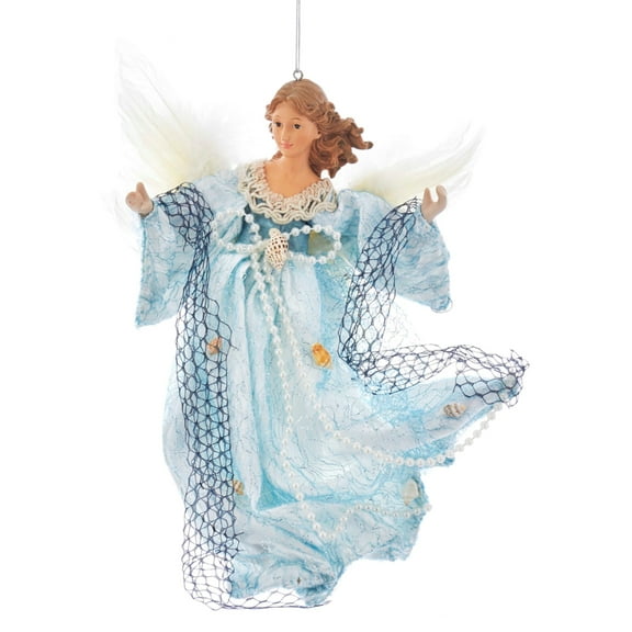 Kurt Adler Seaside Flying Angel Ornament 9 Inches Blue