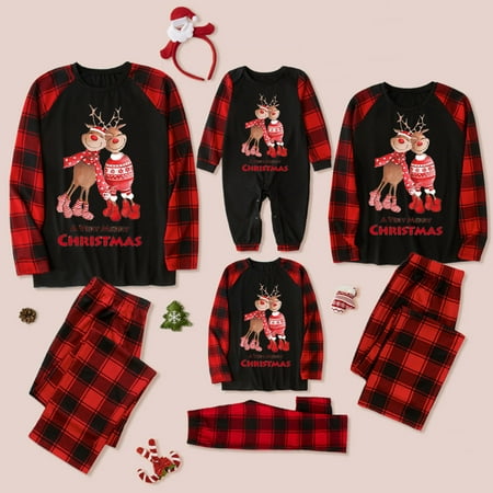 

Winter Savings! YYDGH Christmas Family Matching Winter Holiday Pajama Collection Red Buffalo Plaid Xmas Pjs Set Elk Reindeer Sleepwear