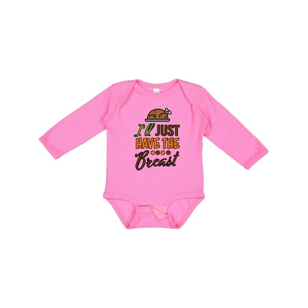 

Inktastic I ll Just Have the Breast with Turkey Illusration Gift Baby Boy or Baby Girl Long Sleeve Bodysuit
