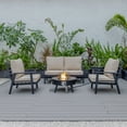 thumbnail image 2 of LeisureMod Walbrooke Modern Aluminum 5-Piece Patio Conversation Set with Outdoor Round Fire Pit Table with Slats Design & Side Table Tank Holder And Beige Cushions, 2 of 19