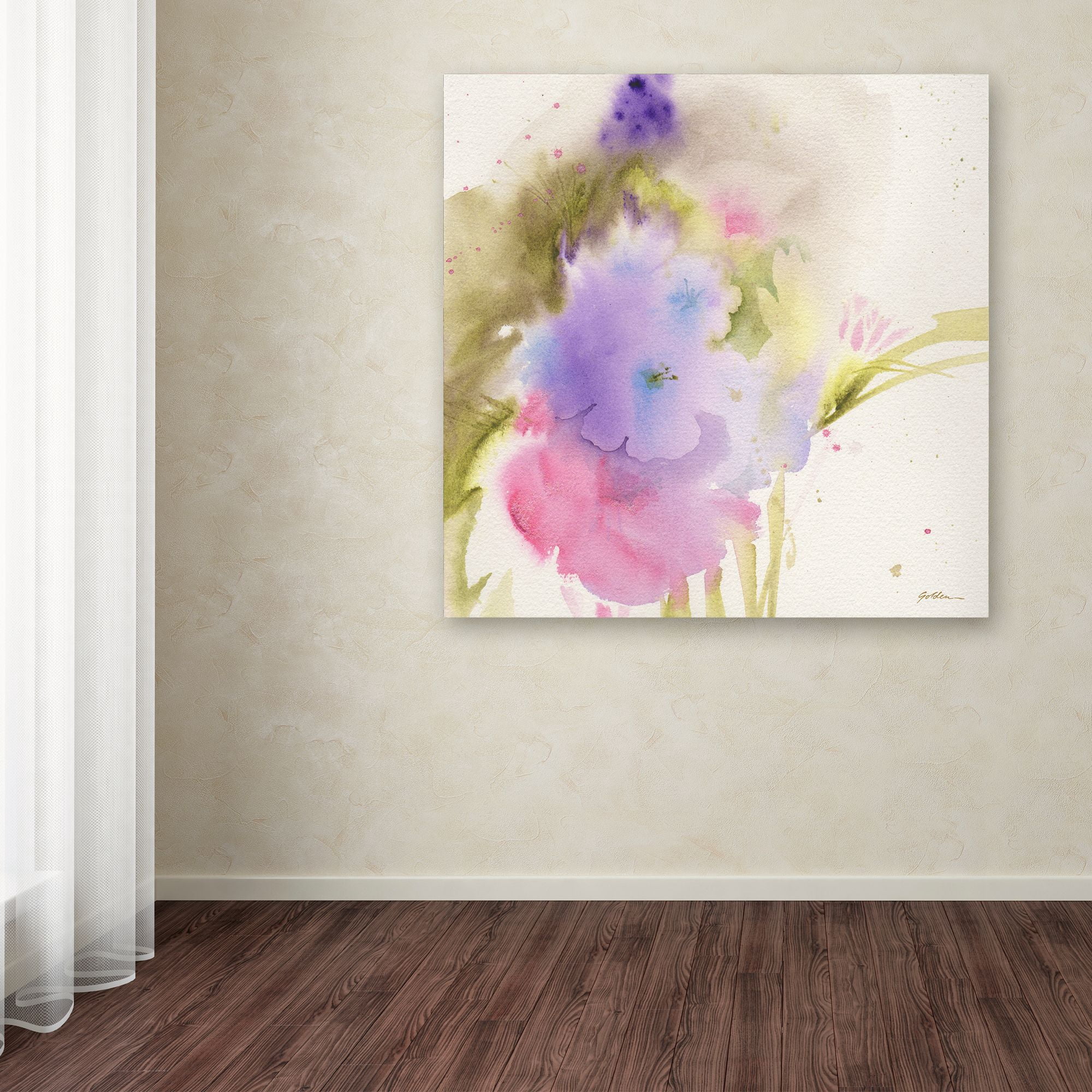 Sheila Golden 'Purple Blooming' Huge Canvas Art 35 x 35