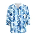thumbnail image 5 of YUGYXL Womens Tops Casual Tropical Flower Blouses Ruffle Sleeve V Neck 3/4 Length Sleeve Womens Tops Shirts A Blue XXL, 5 of 5