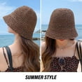 thumbnail image 5 of Sombrero de paja para el sol, sombrero de pescador tejido, sombrero de playa, gorra plegable, gorras de verano, sombrero de pescador para mujer, 5 of 5
