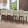 thumbnail image 6 of Gymax Linen Fabric Counter Height Bar Stool Set with Rubber Wood Legs, Beige/Brown (Set of 4), 6 of 9