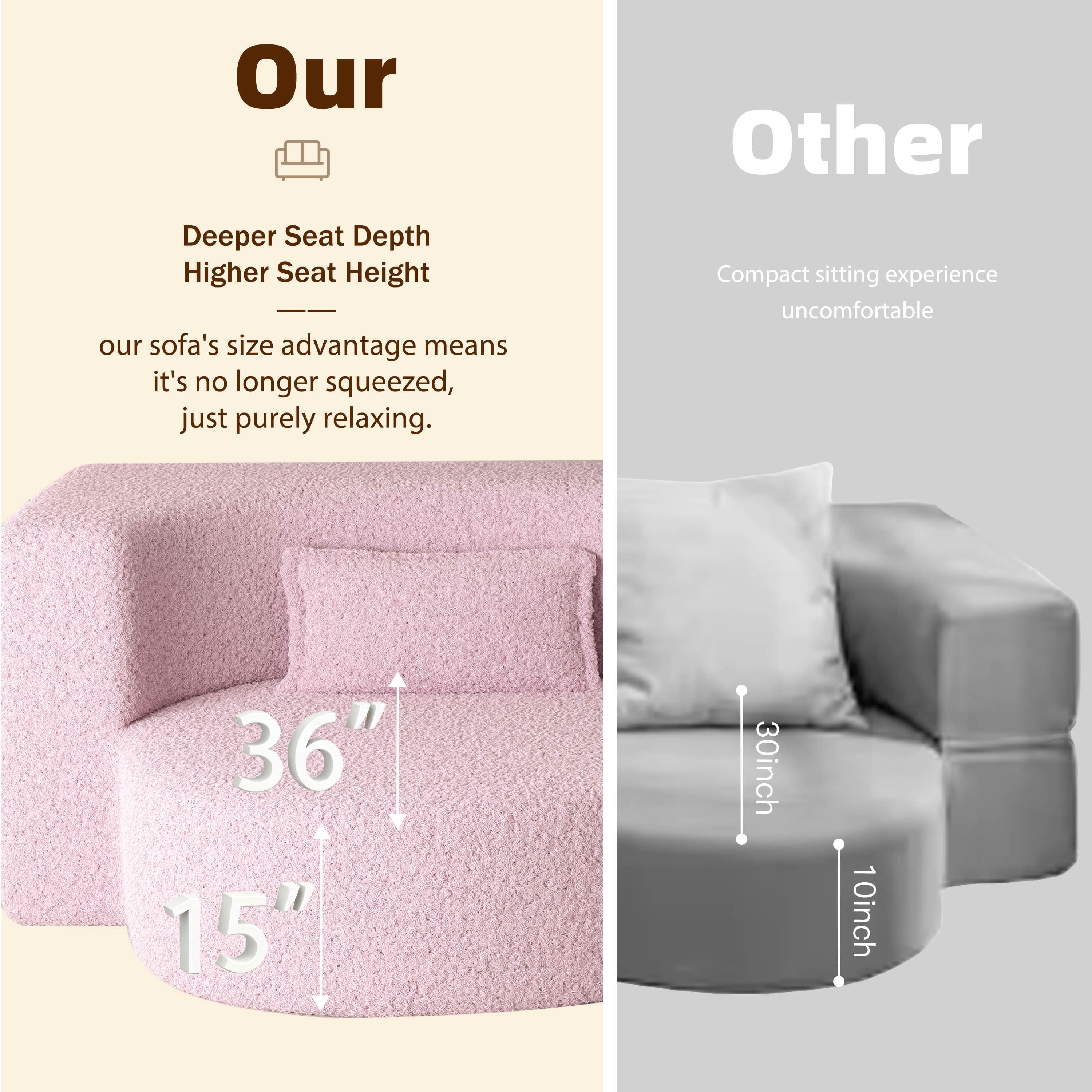 MAYEERTY Sherpa Floor Sofa Bed, Full Size Foldable Foam Sleeper Mattress with 2 Pillows, Zero Assembly Space Saving Guest Bed