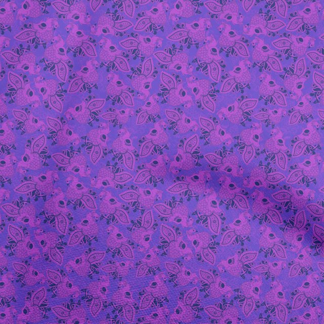 oneOone Georgette Viscose Purple Fabric Peacock Craft Projects Decor Fabric Printed By The Yard 42 Inch Wide