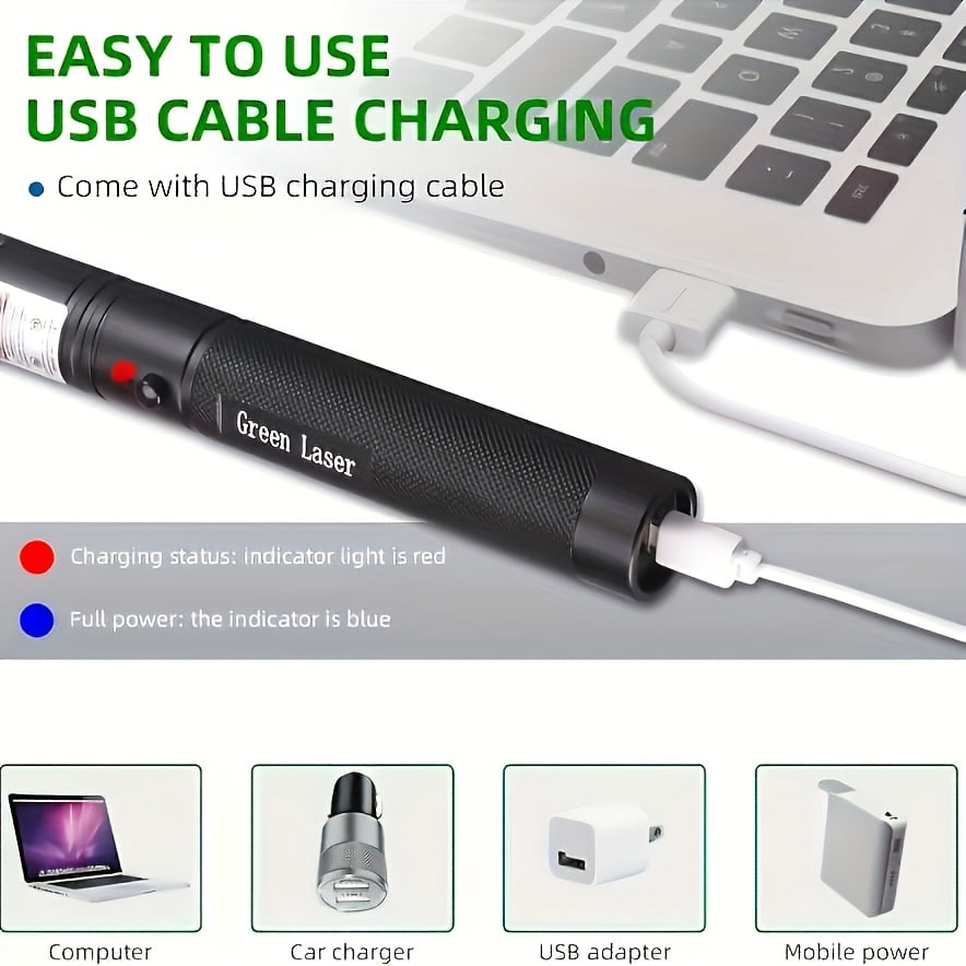 Laser Pointer- USB Charging Cable, Laser Pointer Torch Green And Red Laser Light Pointer Laser Pointer for Indoors Meeetings Outdoor Hunting