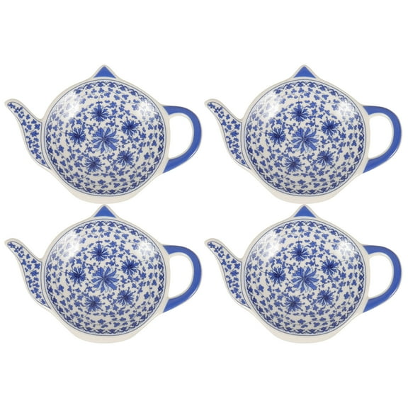 Soimiss 4pcs Teabag Coaster Teapot Shaped Snack Dish Spoon Rest For Heat Protection Multi Purpose Use Kitchen Living