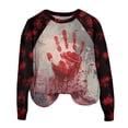 thumbnail image 4 of WTOBBY Women's Casual Raglan Sleeve Sweater Top with Halloween Print, Fashion Long Sleeve Round Neck Design for Cozy Wear, Perfect for Autumn and Casual Styles,Red 3XL, 4 of 4