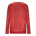thumbnail image 6 of Long Sleeve Shirts for Women Glitter Sequin Top V Neck Casual Sparkle Blouse Night out Tops Party Clubwear, 6 of 6