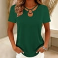 thumbnail image 4 of Edvintorg Womens Trendy Clothes Plus Size Lightweight Keyhole Neck Short Sleeve Cut Out Casual Shirts Women's Tops, Tees & Blouses Green M, 4 of 6