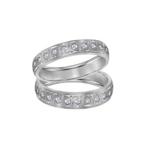 Diamond Princess 14kt White Gold His Hers Round Diamond Matching Wedding Band Set 1/4 Cttw