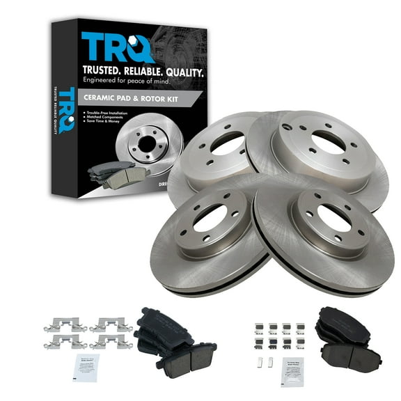 TRQ Front & Rear Ceramic Brake Pad & Rotor Kit Fits Select 07-09 Edge Lincoln MKX