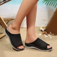 thumbnail image 5 of CYMMPU Women's Mesh Knit Open Toe Slide Sandals, Slip On Breathable Wedge Platform Slippers, Summer Daily Walking Shoes Black 40, 5 of 9