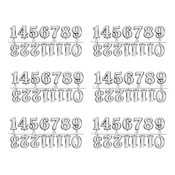 Eigraketly 6 uds 2CM reloj número placa árabe romano relojes números reloj Kit manos reemplazo oro plata sincronización diseño personalizado Accesorios para bloques patrón Plata
