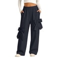 thumbnail image 3 of Generic Girl's Y2K Bowknot Track Pants Elastic Waist Baggy Straight Wide Leg Baggy Trousers Sports Wear Tween Cute Street Dance Pant, 3 of 9