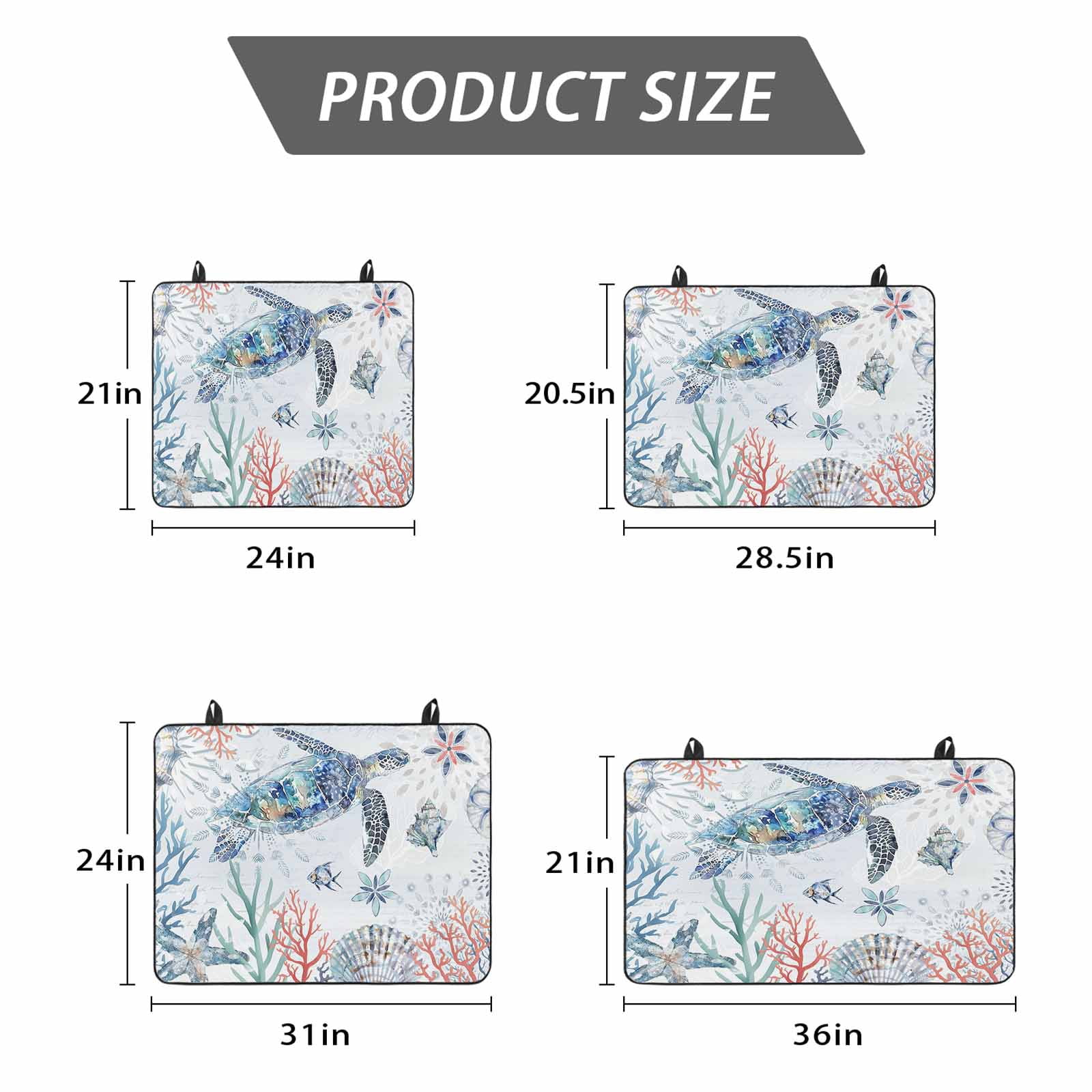 Ocean Turtle Stove Top Cover for Electric Stove, Heat-proof & Non Slip Glass Top Stove Cover Protector, Summer Coastal Coral Flower Shells Kitchen Flat Cooktop Rubber Mat 24x21 Inches