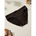 thumbnail image 3 of 3 Pack Satin Solid Panties, Comfy Breathable Stretchy Sexy Intimates Briefs, Women's Mid Rise Triangle Satin Underwear with Bow, 3 of 6
