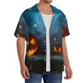 thumbnail image 2 of Pofeuu Spooky Halloween Print Mens Casual Short Sleeve Shirts Beach Summer Spread Collar Pocket Tops Men's Casual Short-sleeved Shirt-X-Large, 2 of 5