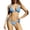 Blue, variant on Waffle Knit Beaded Bikini Set for Women Halter Triangle Top with Heart Pendant and Tie Side Bottom 2-Piece Swimwear for All-Day Beach Comfort