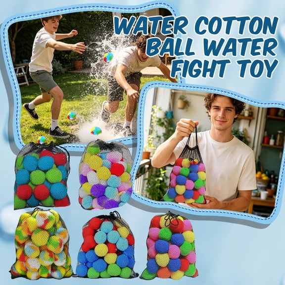 Kiddiway Reusable Water Absorbing Soaker Balls - for Kids, Outdoor Beach Pool Toy, Soft Safe Material, Summer Water Fight, Reusable Water Balloons,A