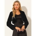 thumbnail image 4 of INSPIRE CHIC Women's Cropped Collarless Long Sleeve Faux Fur Open Front Coat, 4 of 6