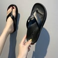thumbnail image 2 of Womens Waterproof PVC Flip Flops with Cushioned Comfort Slip-On Sandals for Beach Pool Casual Wear Black,Size 7.5, 2 of 9