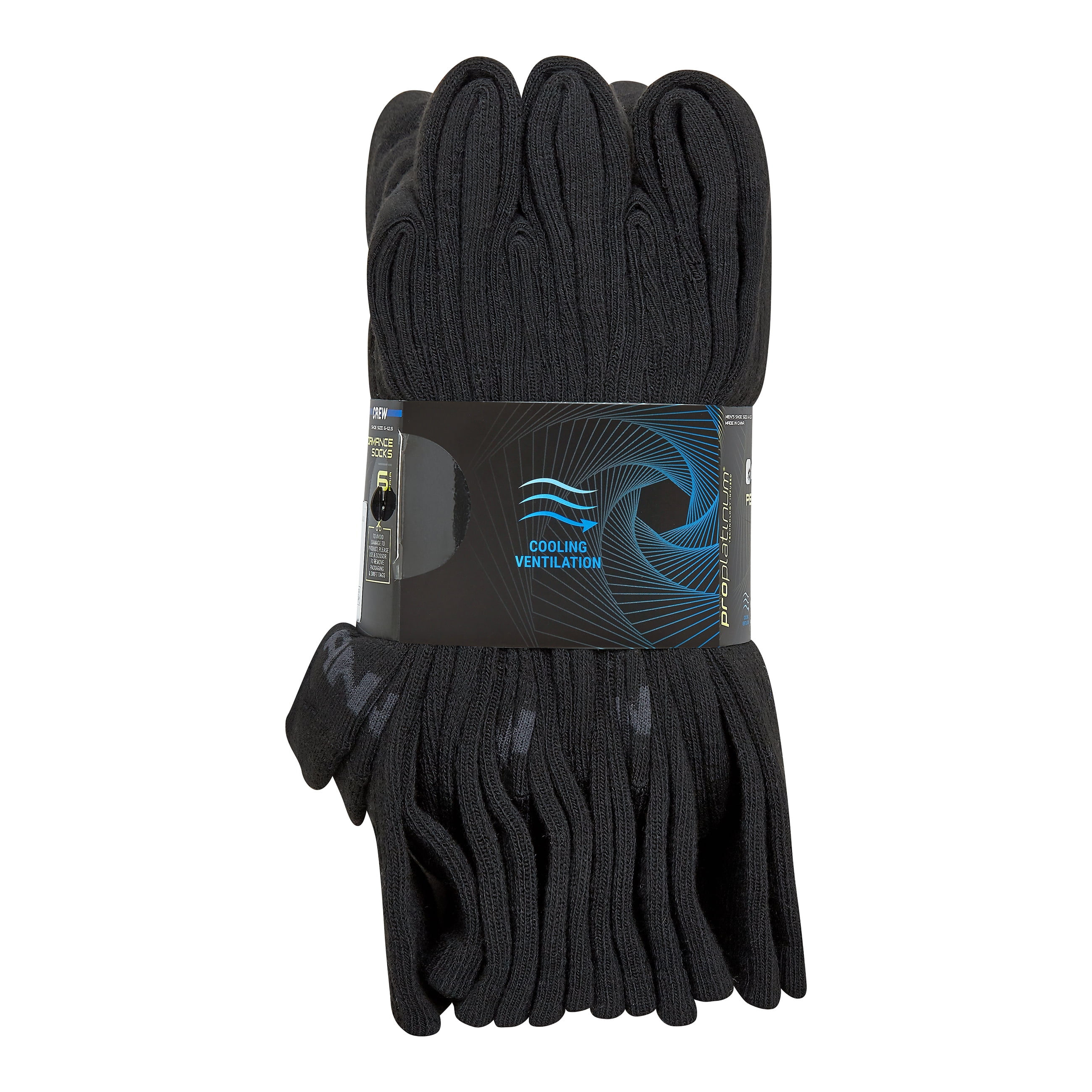 AND1 Men's Socks, Performance Cushion Crew Socks, 6-Pack