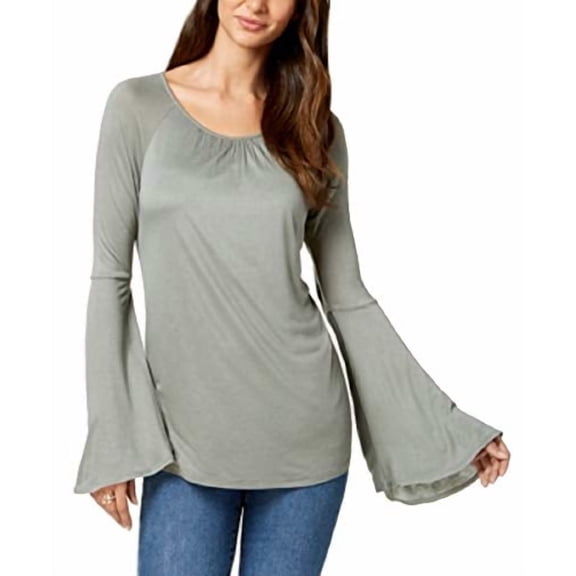 Lantern-Sleeve Top Sage S