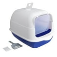thumbnail image 4 of Caja de arena para gatos con tapa Caja de arena para mascotas Inodoro para gatos completamente cerrado Fácil de limpiar Borde alto Portátil con puerta Azul, 4 of 8