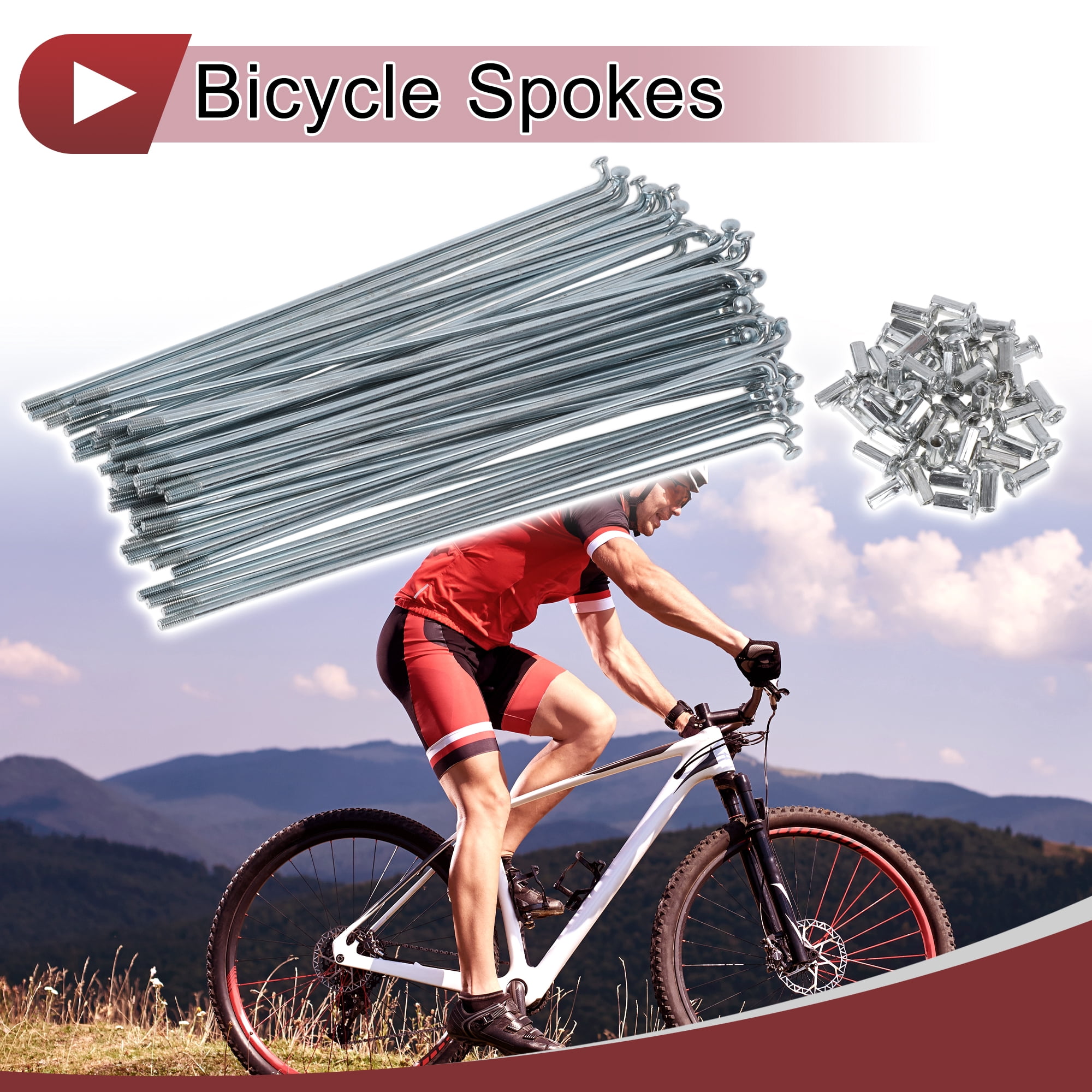 Unique Bargains 48Pcs 10G J Bend Bike Wheel Spokes Carbon Steel Galvanized Silver 7.09"