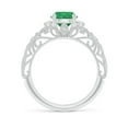 thumbnail image 2 of Angara Natural 1.2 Ct. Emerald with Diamond Vintage Inspired Ring in 14K White Gold for Women (Ring Size: 3.5), 2 of 10