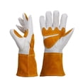 thumbnail image 1 of Guantes de cuero para jardinería para mujeres y hombres Guantes de trabajo de cuero de vaca a prueba de espinas Guantes de ciclismo al aire libre (Talla L) JAMW Sencillez, 1 of 5