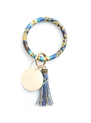 Gold Color Beads Circle Easy Grip Big Key Ring Bracelet Bangle Key Chain