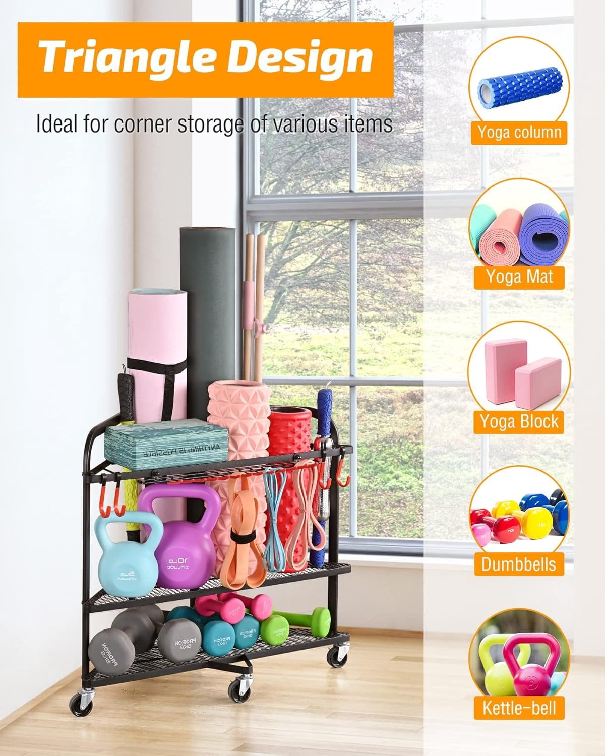 Weight Rack for Dumbbells,  Gym Storage for Dumbbells Yoga Mat Kettlebells, Yoga Mat Storage Rack for Garage,  Gym