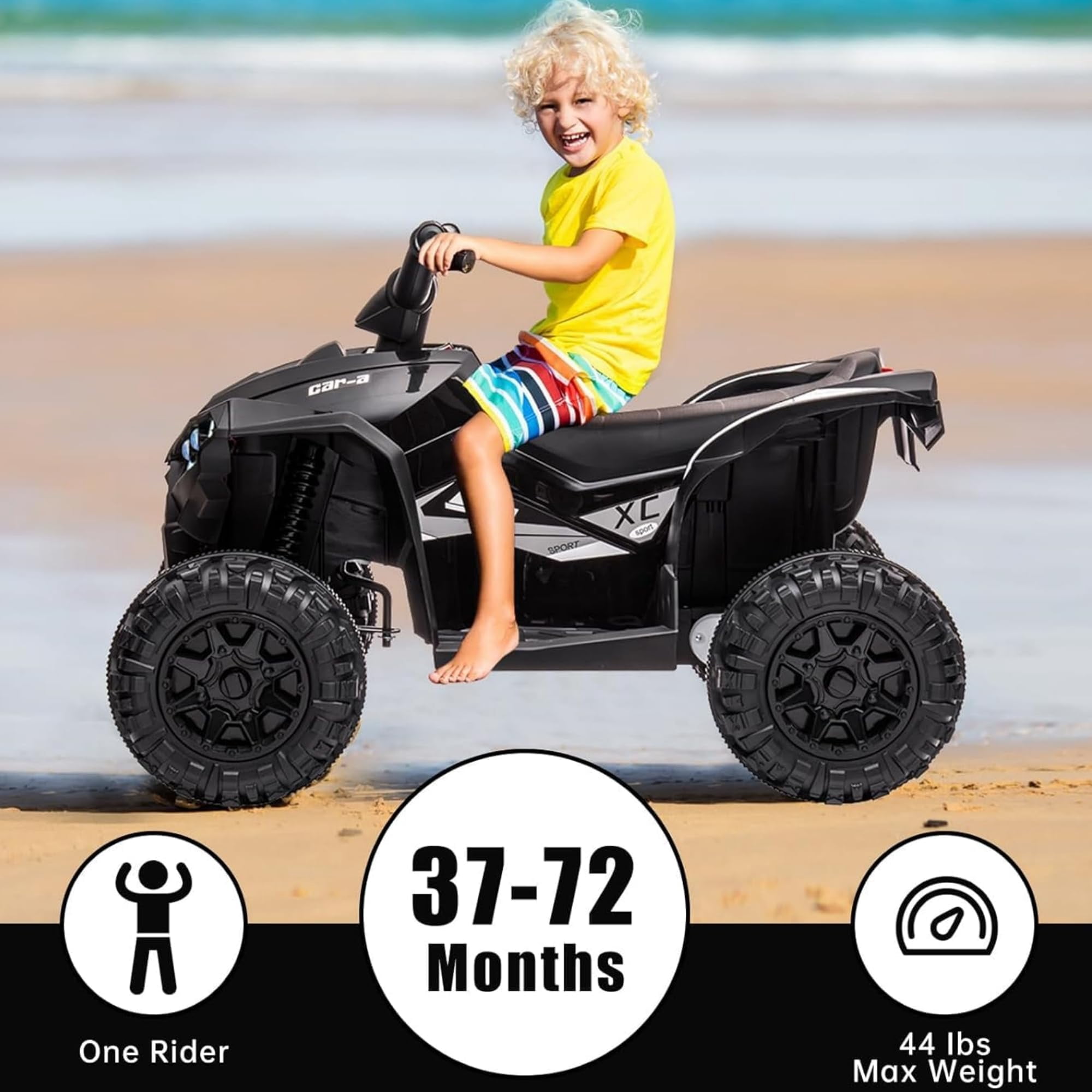 TROPOW Electric Ride On Cars with Remote Control,Kids Ride On ATV 4 Wheeler, Electric Battery-Powered with Remote Control, Music, Horn, Led Lights, USB Port, Treaded Tires